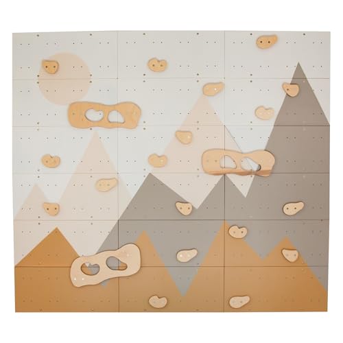 Wood And Hearts Indoor Rock Climbing Wall for Kids – 18 Wooden Climbing Panels with Rock Climbing Holds and Large Climbing Grips, Montessori Sensory Play Equipment for Playroom and Home Gym