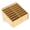 Wooden 14 Compartment Mobile Phone Storage Box for Desktop Organization