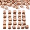 Wooden Alphabet Beads, 260 Pieces 12 mm Natural Beech Wood Letter Cubes with Holes, Square Letter Blocks for DIY Jewelry Making and Name Projects, Craft Supplies for Personalized Messages