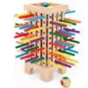 Wooden Colorful Sticks & Ball Drop Games, Game Wooden Board Games, 42 Colorful Sticks Dice Game Math Learning Toys, Fine Motor Skills Toys & Counting Toy Family Game Travel Toys Gifts