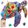 Wooden Jigsaw Puzzle, 200 Pcs Unique 3D Shape Jigsaw Puzzles, Wood Puzzle Gift Box Packing, Medium Size Letter, Creative Gift for Adults and Kids, Fun Challenging (EA4Turtle, 200PCS)