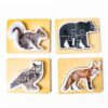 Wooden Montessori Animal Puzzles for Toddlers 2+ Years | Realistic Chunky Woodland Animal Shape Puzzle | Educational Learning Toy - Four-Piece Woodland Creature Puzzles