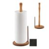 Wooden Paper Towel Holder Countertop with Anti-Slip Base for Jumbo Rolls, Standing Towel Roll Organizer, Bathroom Towel Roll Stand Organizer for Kitchen & Bathroom