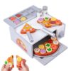 Wooden Pizza Toy Set - Learning Preschool Role Play Activity with Oven