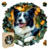 Wooden Puzzle for Adults - Unique Shape Border Collie Jigsaw Puzzle, Wood Puzzles, Challenge Puzzle for Adults 11.4x11.4in 200 Pieces