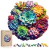 Wooden Puzzles for Adults - Colorful Mandala Succulents Plants Wooden Jigsaw Puzzle, Irregular Animal Shaped Puzzles, Challenging Floral Puzzle Gifts for Christmas Home Decor (13 in - 246 Pieces)