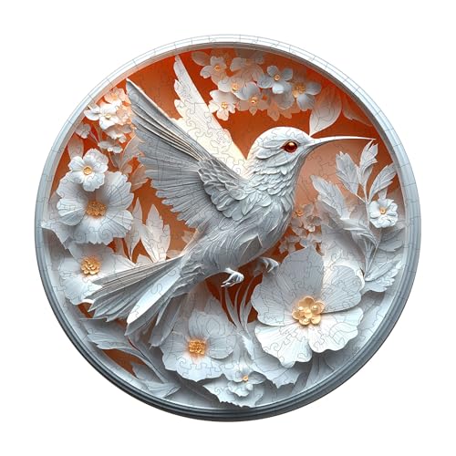 Wooden Puzzles for Adults, 3D Paper Hummingbird Wood Puzzles Adult, Unique Animal Shaped Wooden Jigsaw Puzzle, Creative Gifts for Friends/Family/Puzzle Lovers,Home Decor(M-11.4 * 11.4in 200pcs)