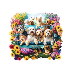 Wooden Puzzles for Adults, Garden Puppy Puzzle, Challenging Wooden Jigsaw Puzzle, Wood Adults Puzzles Birthday for Women Men (L-13.4 x 12.2in 275 Piece)