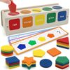 Wooden Sorting Toy Montessori Color & Shape Sorter Class Activity Toddlers Fine Motor Game Teaching Tool for Colors and Shapes Recognition, Birthday Gifts for Boys and Girls