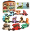 Wooden Train Set 12PCS North American Forest Animal Magnetic Train Set