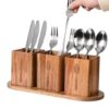 Wooden Utensil Holder | Food Grade Labeled Rustic Retro Divided Rack