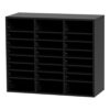 Wood File Organizer 24-Compartment Adjustable Shelves Black
