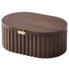 Wood Jewelry Box with Scalloped Sides and Lid, Oval Decorative Storage for Dresser and Vanity