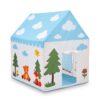 Woodland Friends Kids Play Tent House, Bear Fox & Cloud Themed Playhouse with Mesh Window, Indoor Outdoor Pop Up Tent for Boys & Girls