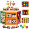 WOODMAM Large Activity Cube, Multipurpose Montessori Toy for 1-2 Year Old