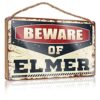 Wood Plaques For Crafts Beware Of Elmer Wooden Sign Bar Signs For Home Decor Wall Hanging Signs(20X30CM)