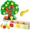 Woodtoe Apple Picking Magnetic Tree Toy, Montessori Toy for Kids Age 3-6