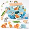 WoodTrove Wooden Noah's Ark Toy, Baptism for Boys and Girl
