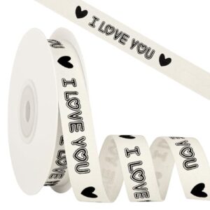 woric Custom Cotton Ribbon with I Love You 5/8" X 12 Yards
