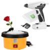 WorkBless Hot Glue Pot 100W 120ml Corded Glue Skillet Temp Up to 200°F+100W Hot Glue Gun with 0.28" 20PCS Sticks Set,Hand Free Use