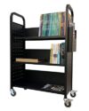 Workington Rolling Book Truck Book Cart with 3 Flat Shelves, Library Book Cart with Swivel Lockable Casters 3001 Black