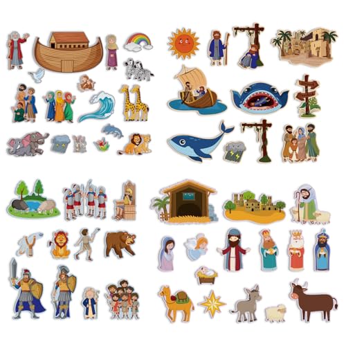 WovWeave 4 Set Felt Story Board Sets for Toddler Educational Storytelling Felt Book Board Stories for Preschool Learning Classroom Activity(Religious)