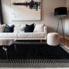 WRGHOME Modern Abstract Indoor Bordered Area Rug Black 5' x 7'
