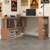 Writing Table Workstation,L Shaped Corner Computer Desk,360° Rotating Home Office Desk