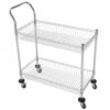 Wultek 2 Tier Rolling Mail Cart with Wheels 550 LBS Capacity for Laundry