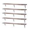 Wultek 5 Tier Long Floating Shelf Solid Wood Large Bookcase