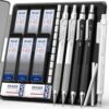 WUO 0.5&0.7mm Mechanical Pencil Set with Eraser Pen, 4-Pack, Black & White