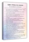 WVAIUPIX 12 Steps of Recovery Motivational Poster Sobriety Wall-Art Canvas Print for Office Home or Meeting Room Encouragement Gift(Unframed,12x18inch(30x45cm))