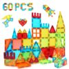 W WISE BLOCK Magnetic Tiles, 60 PCS Magnetic Tiles Building Set, Educational STEM Magnets Tile Toys for Boys Kids Toddlers Ages 3 4 5 6 7 8 9+ Year Old