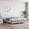 WXGTBKPR King Box Spring Bed with Mattress and Topper, 76" x 79.9" Fabric Upholstered Bed Frame with Pocket Spring Support, Light Gray