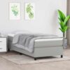 WXGTBKPR Twin XL Box Spring Bed with Pocket Spring Mattress and Foam Topper, Light Gray Fabric Upholstered Bed Frame 39.4"x79.9"