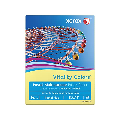 Xerox® Vitality Colors™ Pastel Plus Color Multi-Use Printer & Copy Paper, 1 Ream, Yellow, Letter (8.5" x 11"), 500 Sheets Per Ream, 24 Lb, 30% Recycled