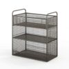 Xgdsnly Mesh Storage Rack Versatile Three-Tier Organizer Heavy Duty Bookshelf with Handles for Beneath-Desk, Black, Three-Tier Without Wheels