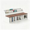 XHDZSM Wooden Bookshelf with Reading Nook, Storage Bench & Cushioned Seat