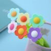 XJPWZER 6Pcs Silicone Kawaii Sun Flower Stationery Office School Supplies Sweet Pretty Lovely Gel Pen Random Color(Ink Color-Blue)