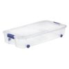 XKIOLED 66 Quart Wheeled Underbed Storage Bin With Latching Lid, Clear Stackable Storage Container For Bedding, Shoes, Clothing, Dorm And Closet Organization