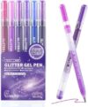 Xmusk Glitter Gel Pen, 1.0mm Tip 6 Purple Double Shining Metallic Gel Pen
