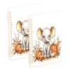 Xmycdz Baby Elephant And Pumpkin Spiral Notebook -2Pcs College Lined Journal Notebook 120 Pages 8.3x 5.7x 0.4in Detachble 2 Five-Hole Ring College Ruled Notebooks for Study Notes