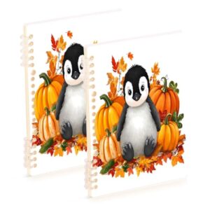Xmycdz Cute Baby Penguin Spiral Notebook -2Pcs College Lined Journal Notebook 120 Pages 8.3x 5.7x 0.4in Detachble 2 Five-Hole Ring College Ruled Notebooks for Study Notes