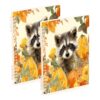 Xmycdz Cute Baby Raccoon Pumpkin Spiral Notebook -2Pcs College Lined Journal Notebook 120 Pages 8.3x 5.7x 0.4in Detachble 2 Five-Hole Ring College Ruled Notebooks for Study Notes
