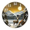 XNM 12 Inch Deer Glass Wall Clocks Battery Operated