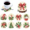 XNXHUAMH 8Pcs DIY Diamond Art Set Christmas Wood Cork Back (Christmas Tree)
