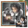 XNXHUAMH The Girl with A Lantern 11CT DIY Stamped Cross Stitch Kit 45x45cm