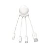 Xoopar Octopus 4 in 1 Multi USB Cable White Octopus Shape Universal Recycled Plastic Charger USB-C Plug Ligthning USB-A Micro USB for Smartphone