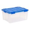 XPWYHAUBD 60 QT Clear Airtight Storage Bin With Sealed Latching Lid, Stackable Multipurpose Tote With Built-in Handles, Moisture-proof Organizer Container For Garage, Pantry