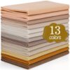 XSEINO 13 Rolls 8"x35" 1.4mm Thick Soft Felt Fabric Sheet 13 Assorted Light Brown Series Colors Felt Pack for DIY Craft Sewing Squares Nonwoven Patchwork